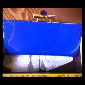 TED BAKER Crystal Bow Blue Leather Matinee Wallet